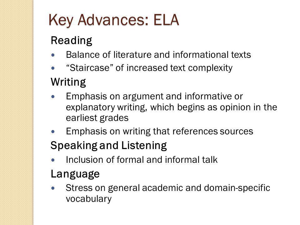 Key Advances: ELA Standards for reading and writing in history/
