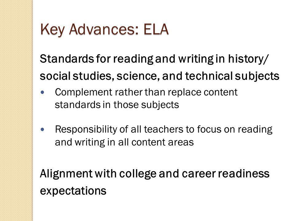 Key differences between existing state standards and the CCSS…