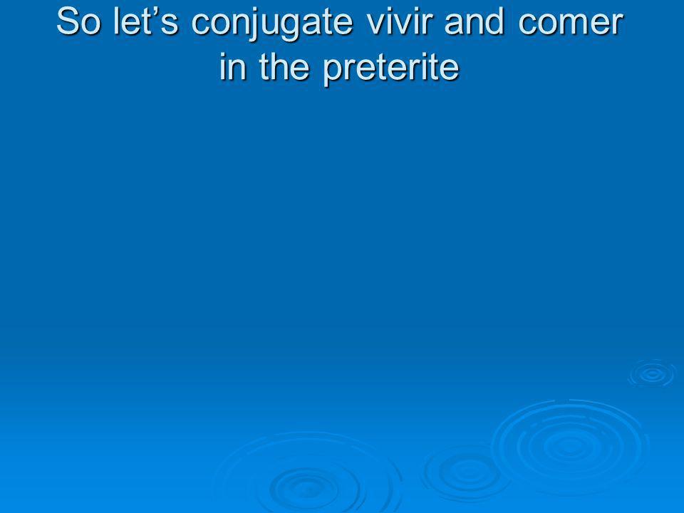 So let’s conjugate vivir and comer in the preterite