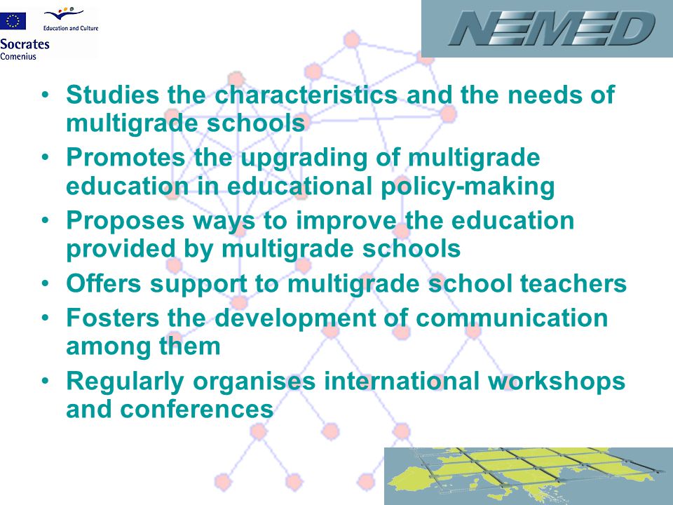 Studies the characteristics and the needs of multigrade schools