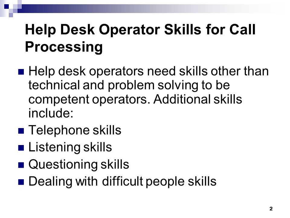 Tasks Of The Help Desk Operator Ppt Video Online Download