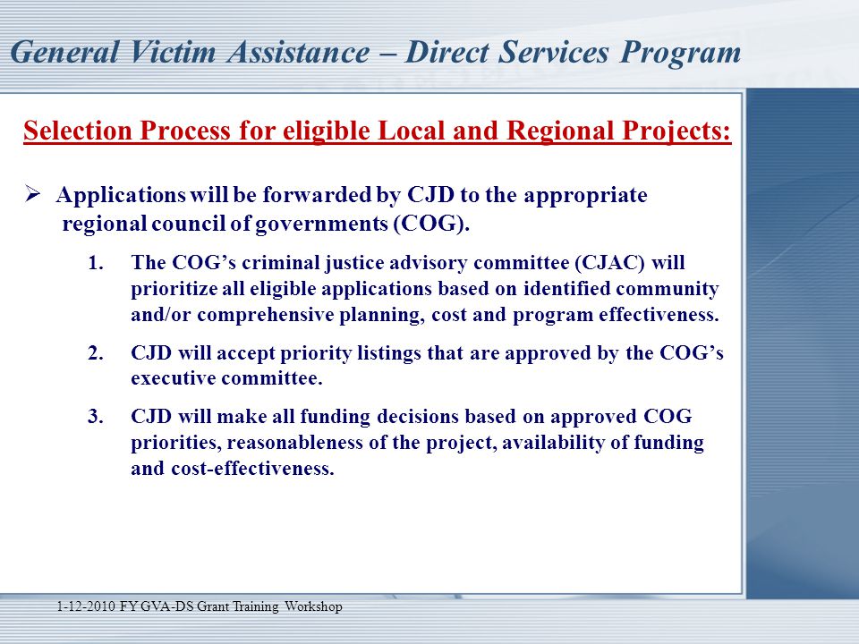 General Victim Assistance – Direct Services Program