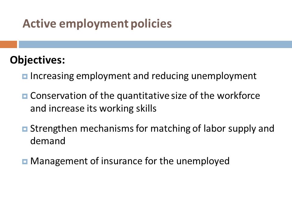 Active employment policies