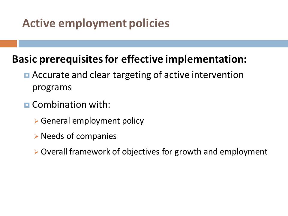 Active employment policies