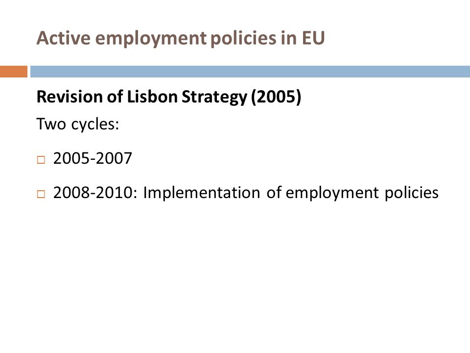 Active employment policies in EU