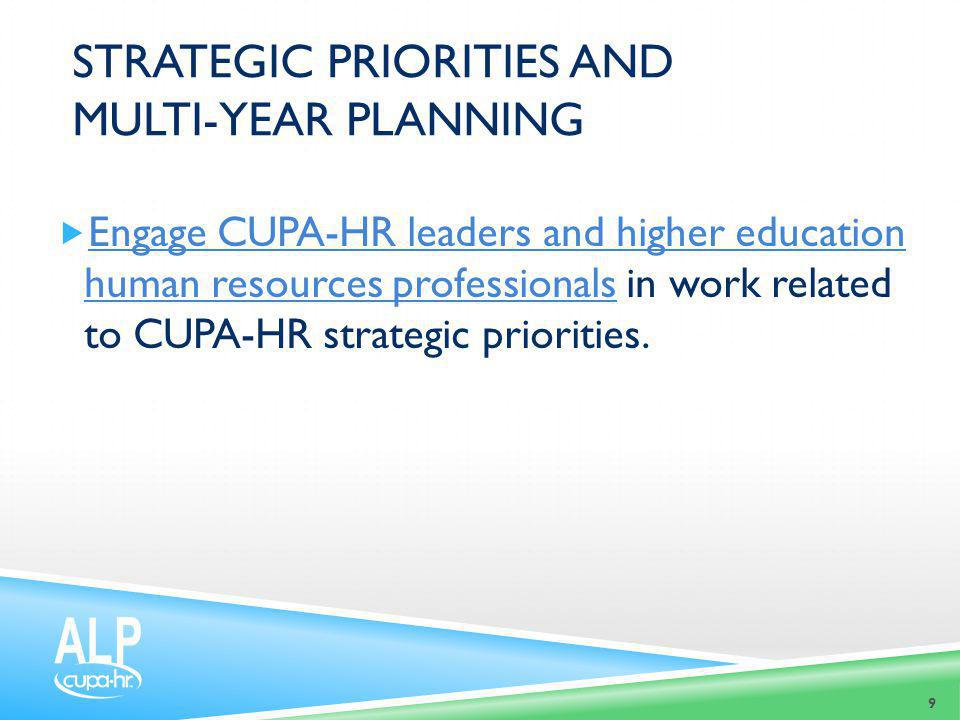 Strategic priorities and multi-year planning