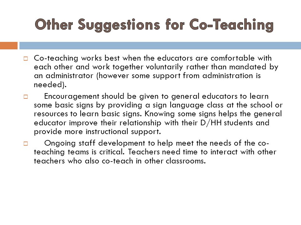Other Suggestions for Co-Teaching