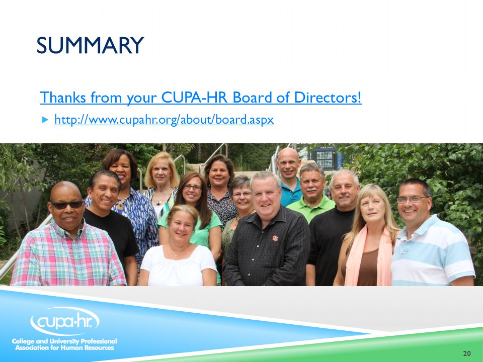 summary Thanks from your CUPA-HR Board of Directors!