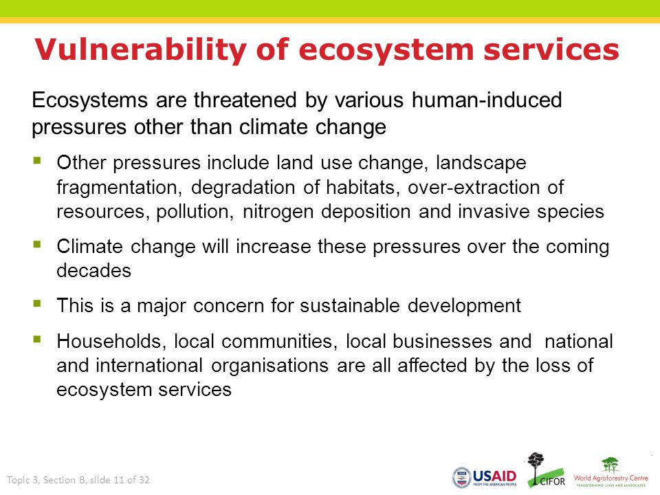 Vulnerability of ecosystem services