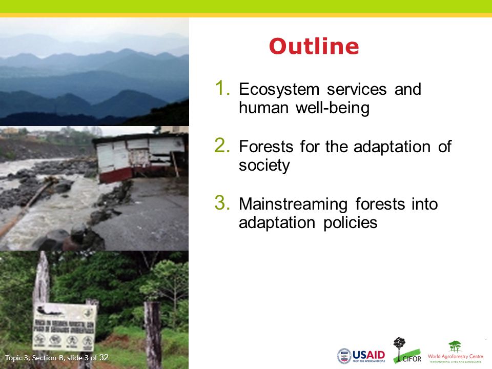 Outline Ecosystem services and human well-being