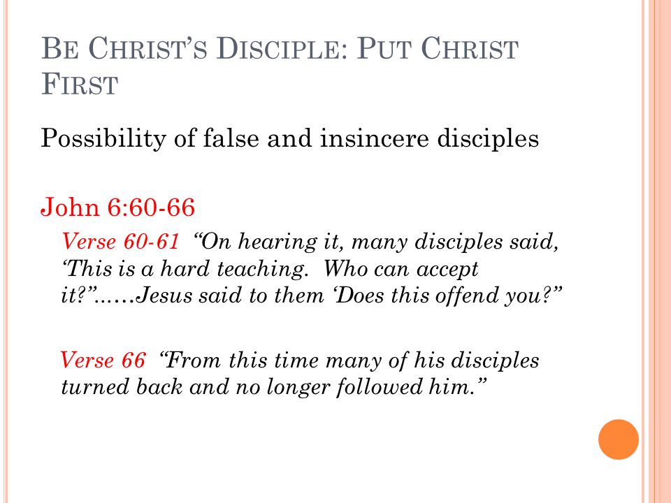 Be Christ’s Disciple: Put Christ First