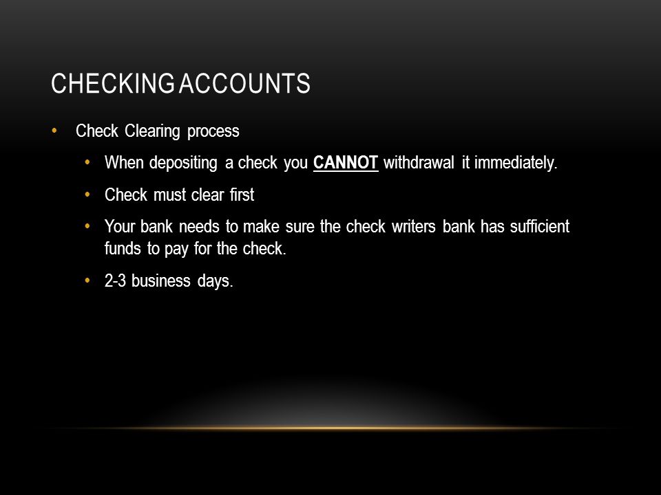 Checking Accounts Check Clearing process