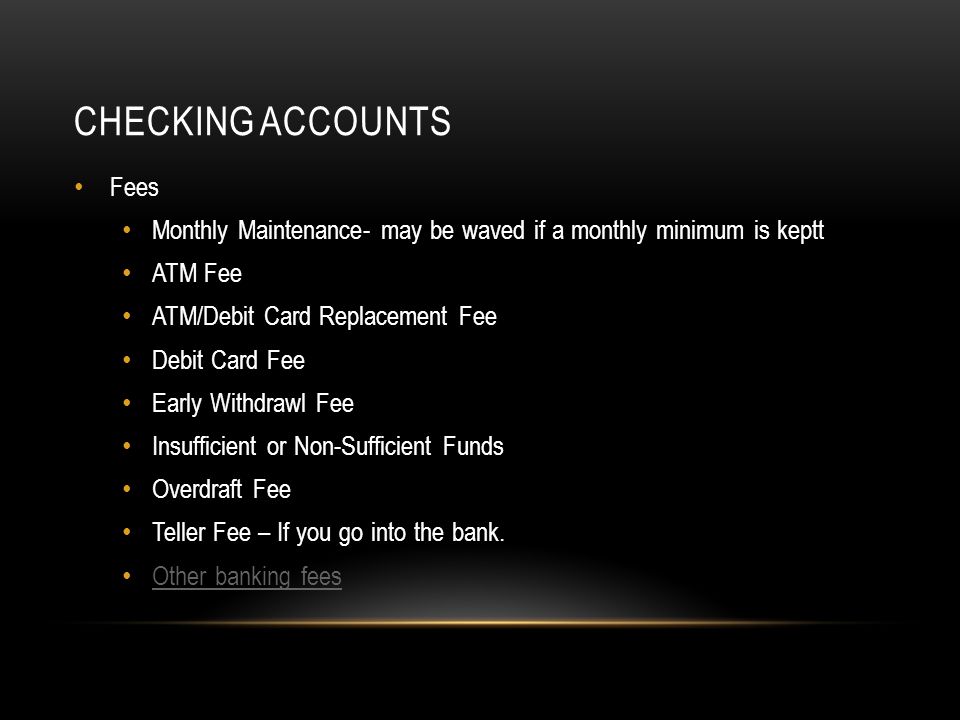 Checking Accounts Fees