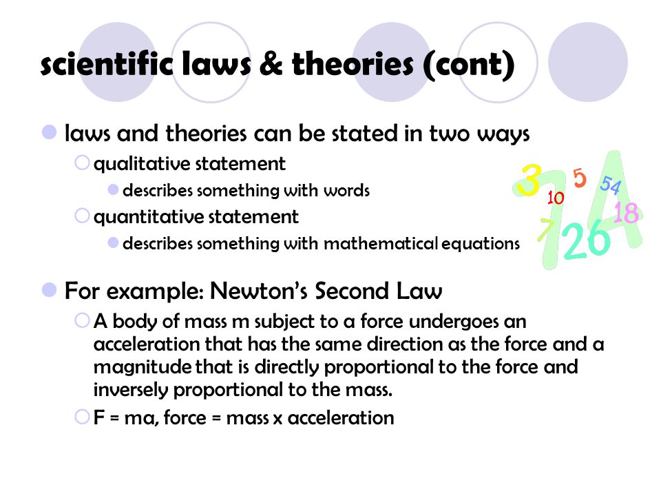 scientific laws & theories (cont)