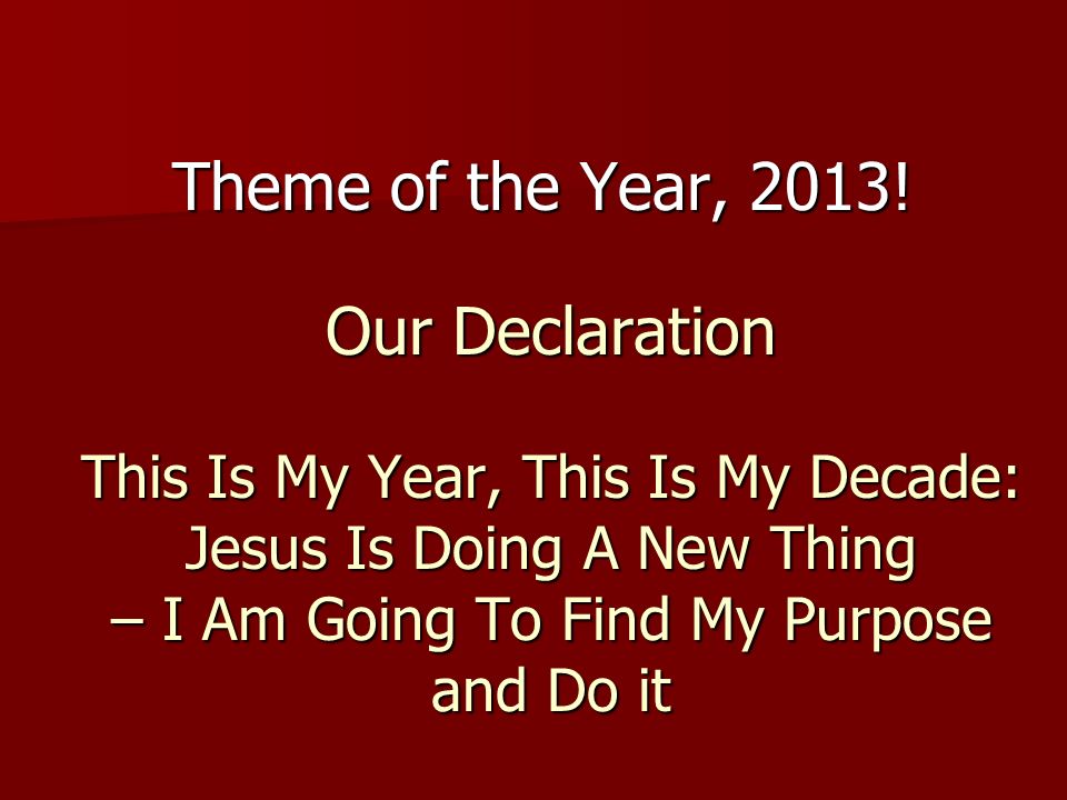 Theme of the Year, 2013.