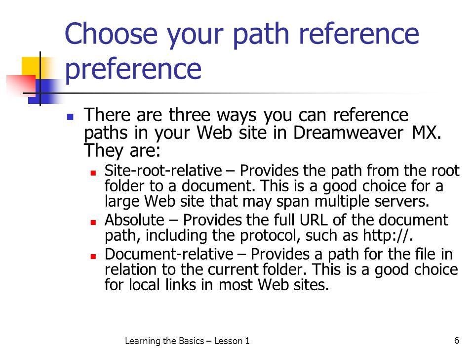 Choose your path reference preference