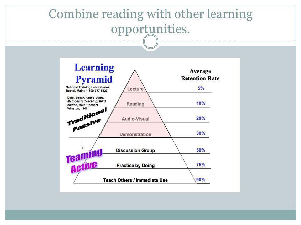 Combine reading with other learning opportunities.