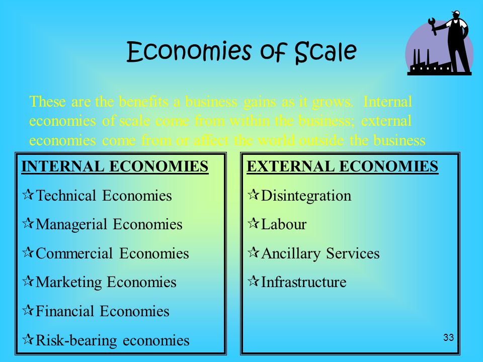 distinguish between internal and external economies of scale