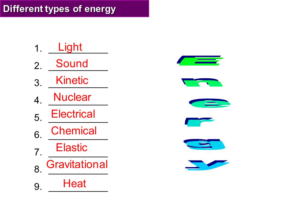 Different types of energy