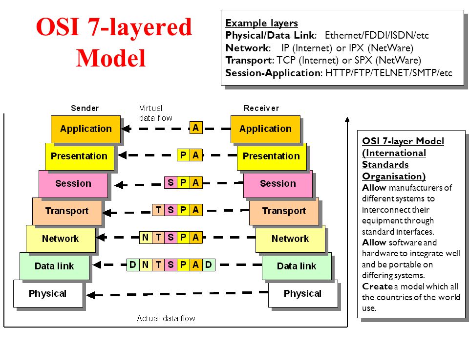 OSI 7-layered Model Example layers