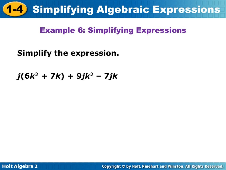 Example 6: Simplifying Expressions