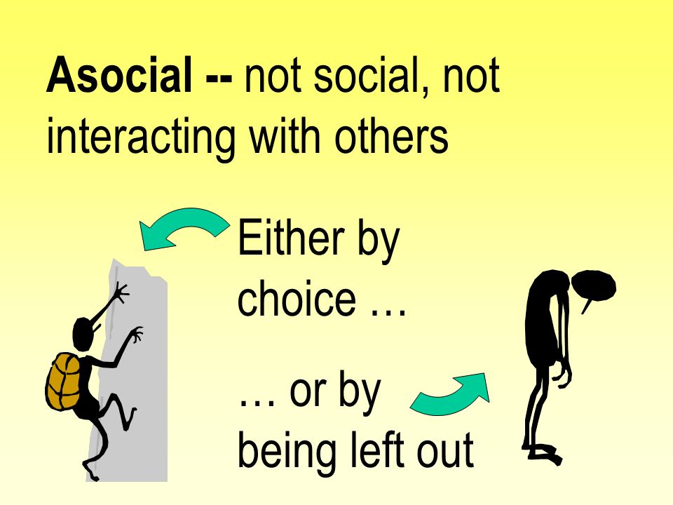 Asocial -- not social, not interacting with others