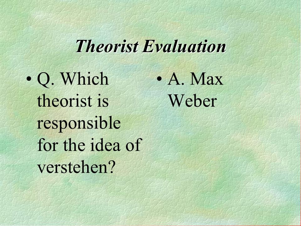 Q. Which theorist is responsible for the idea of verstehen