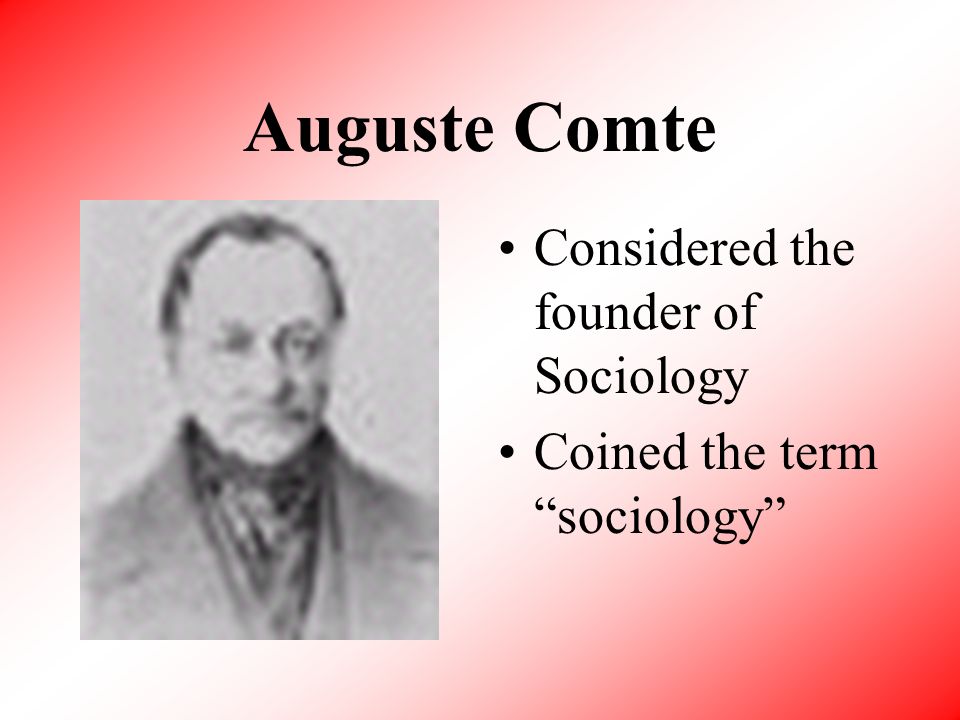 Auguste Comte Considered the founder of Sociology