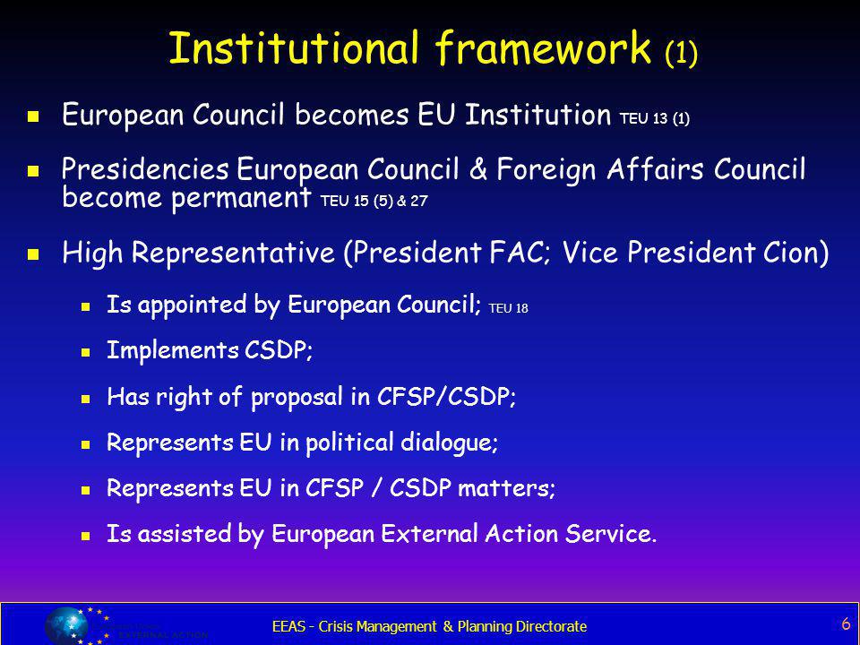 Institutional framework (1)