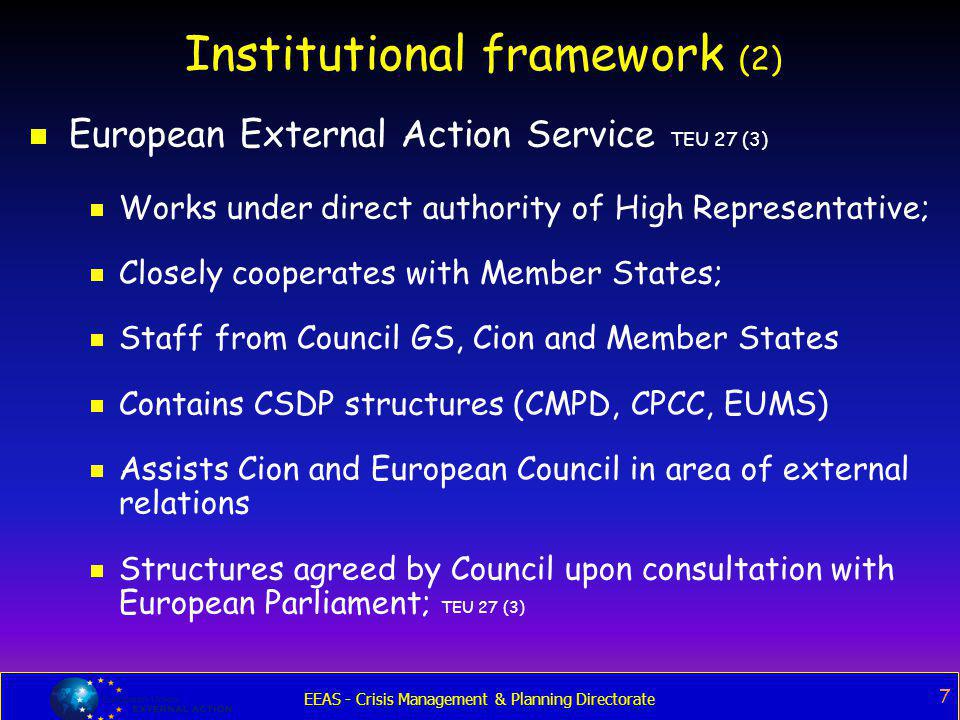 Institutional framework (2)