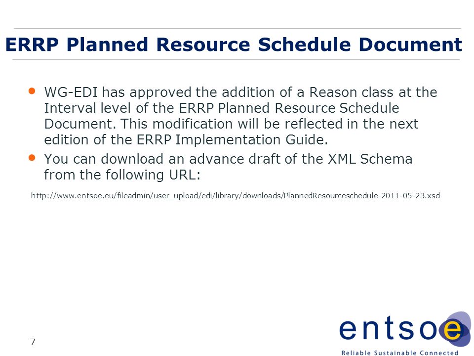 ERRP Planned Resource Schedule Document