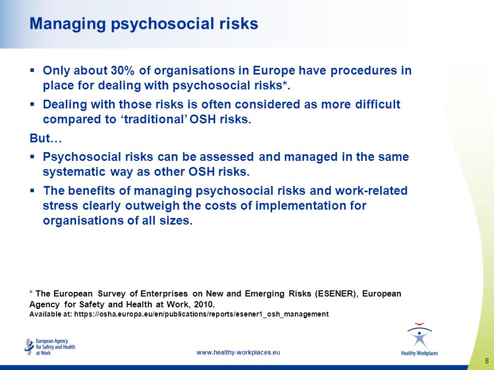 Managing psychosocial risks