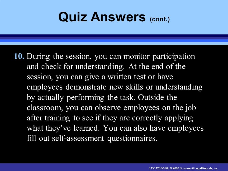 Quiz Answers (cont.)