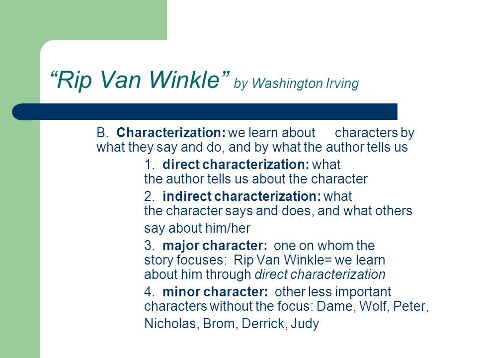 rip van winkle character analysis