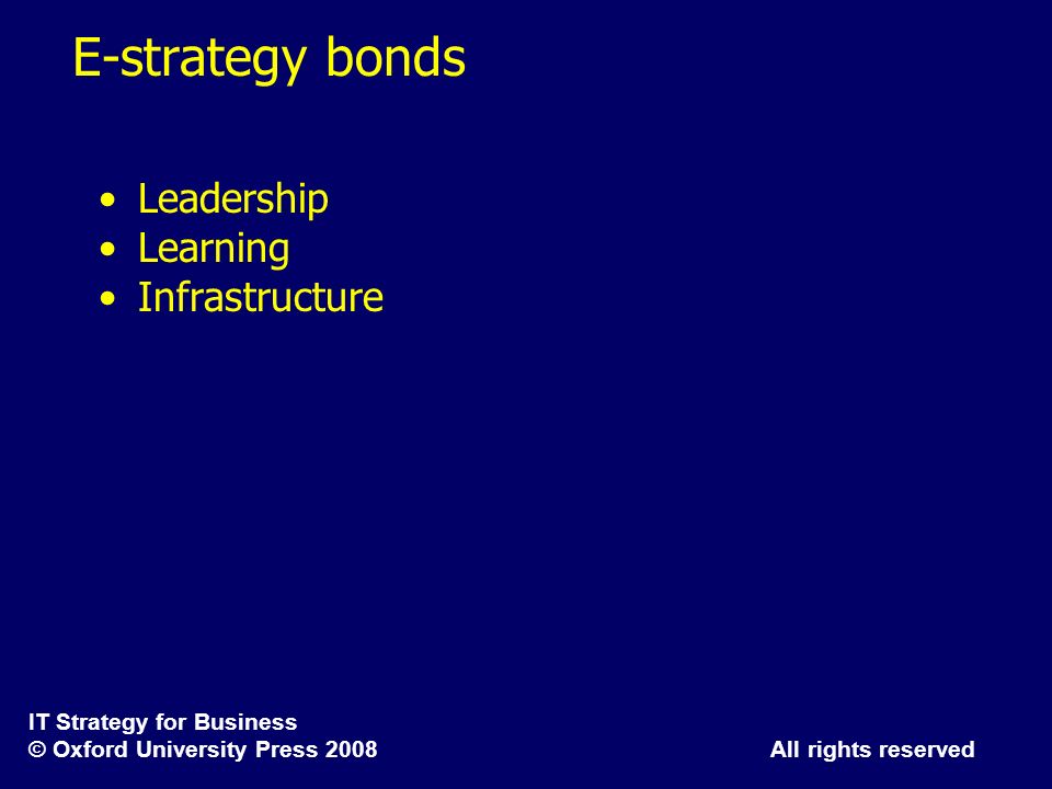 E-strategy bonds Leadership Learning Infrastructure