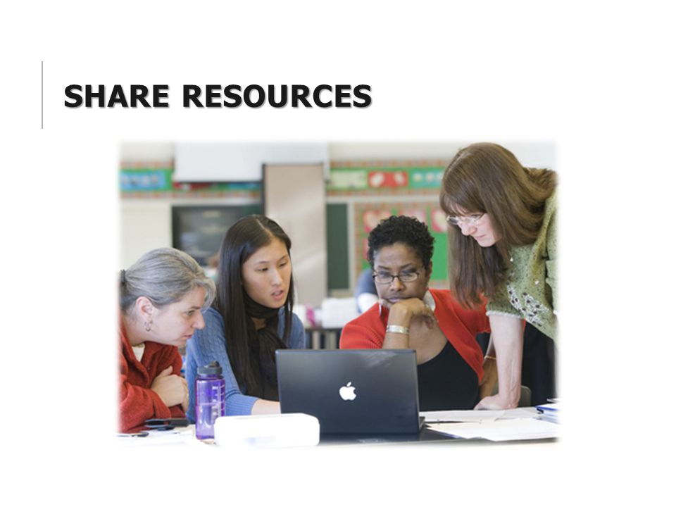 Share Resources Some ideas: 1. Face to face District-wide by content