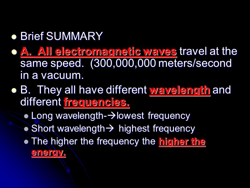 B. They all have different wavelength and different frequencies.