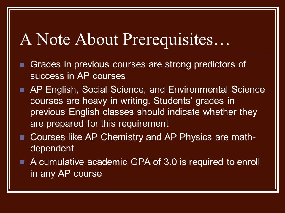 A Note About Prerequisites…