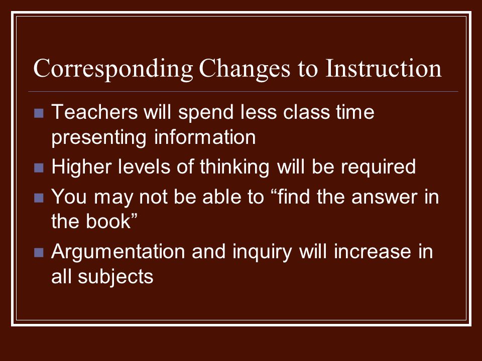 Corresponding Changes to Instruction