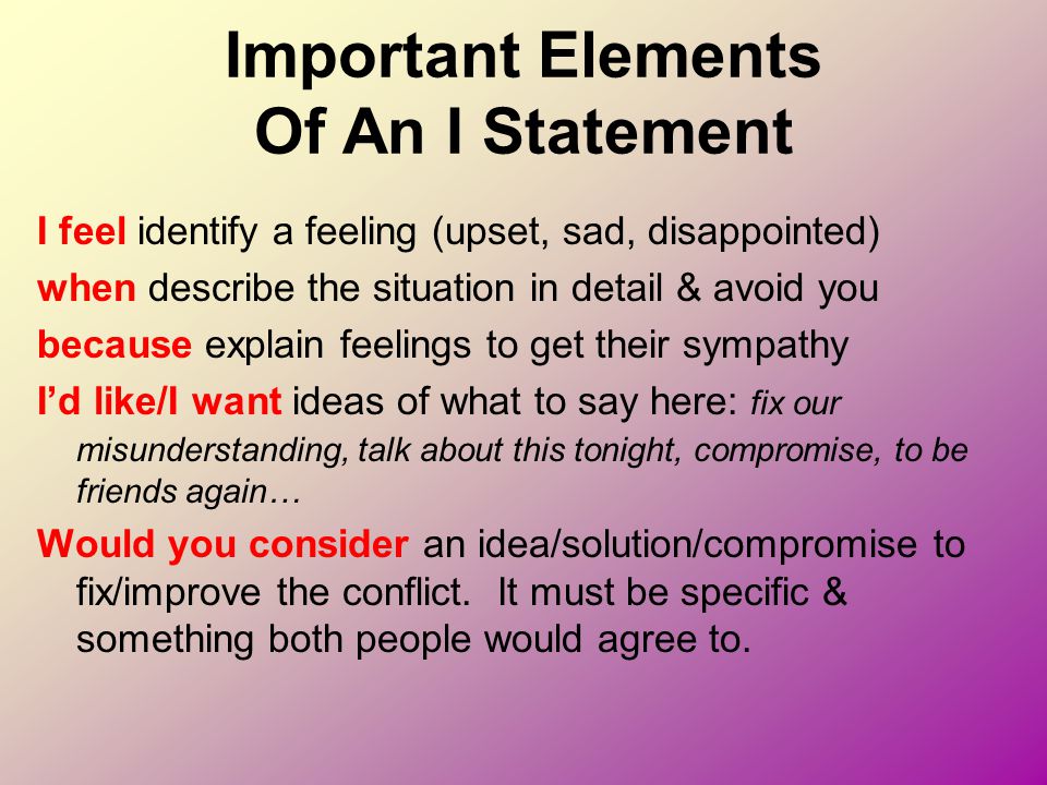 Important Elements Of An I Statement