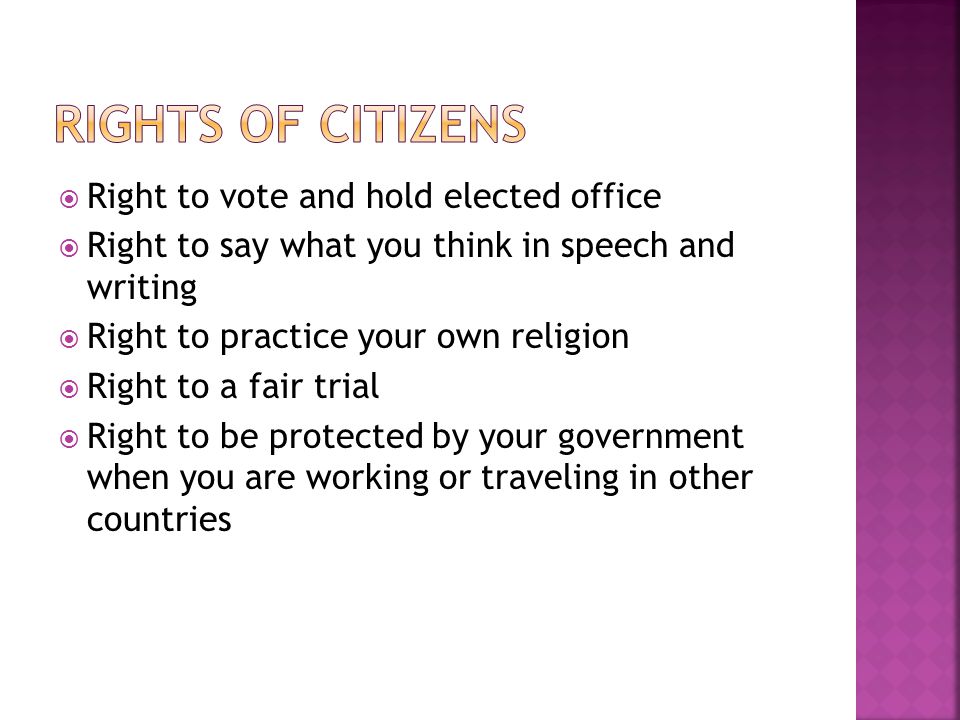 Rights of citizens Right to vote and hold elected office