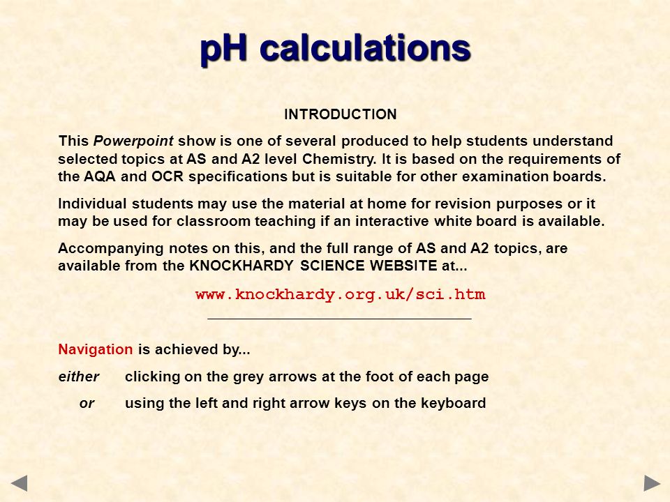 pH calculations   INTRODUCTION