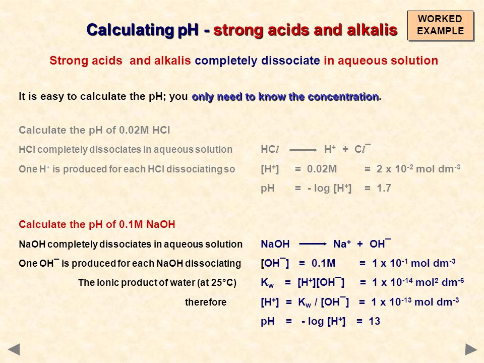 Calculating pH - strong acids and alkalis