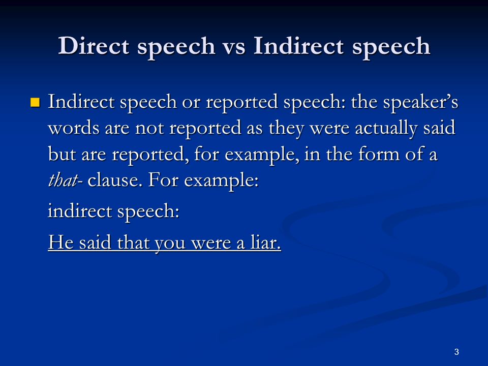 Direct speech vs Indirect speech