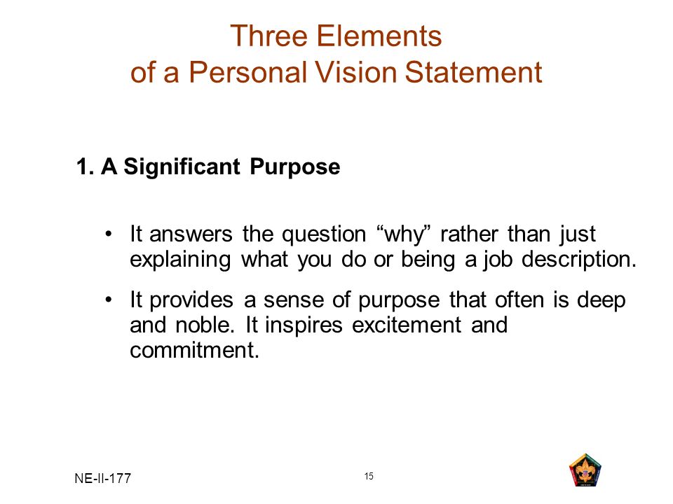 Three Elements of a Personal Vision Statement
