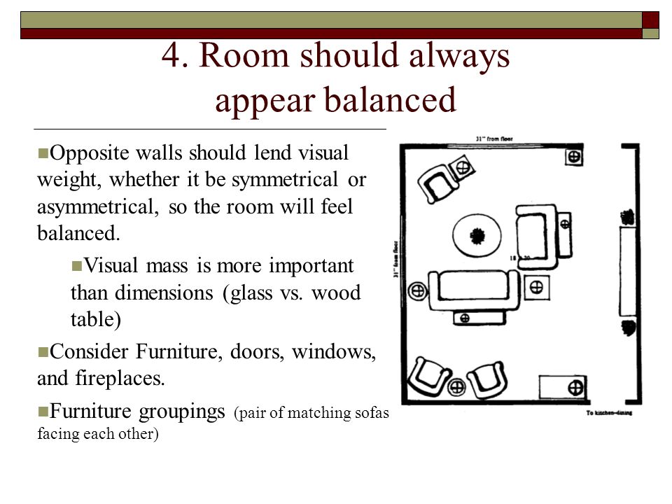 4. Room should always appear balanced