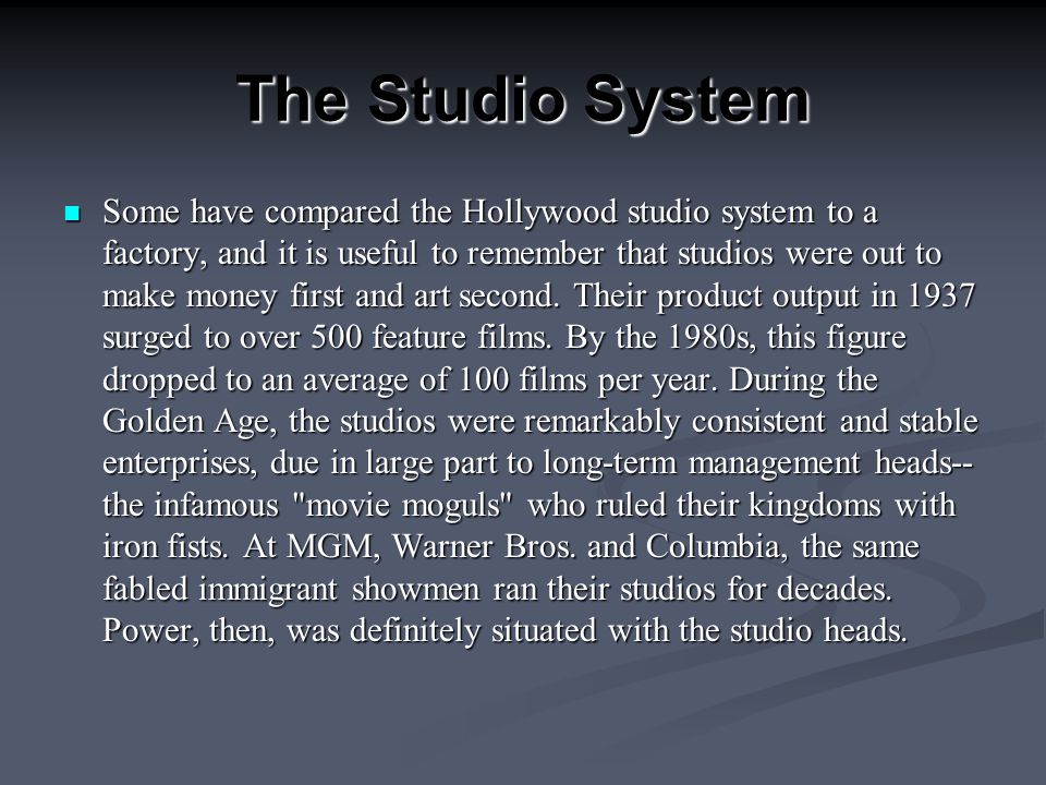 The Hollywood Studio System - ppt download