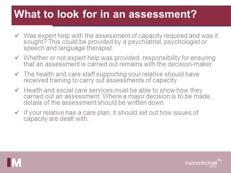 What to look for in an assessment