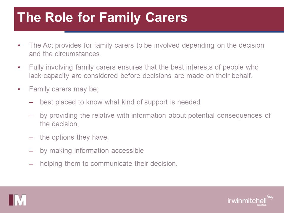 The Role for Family Carers
