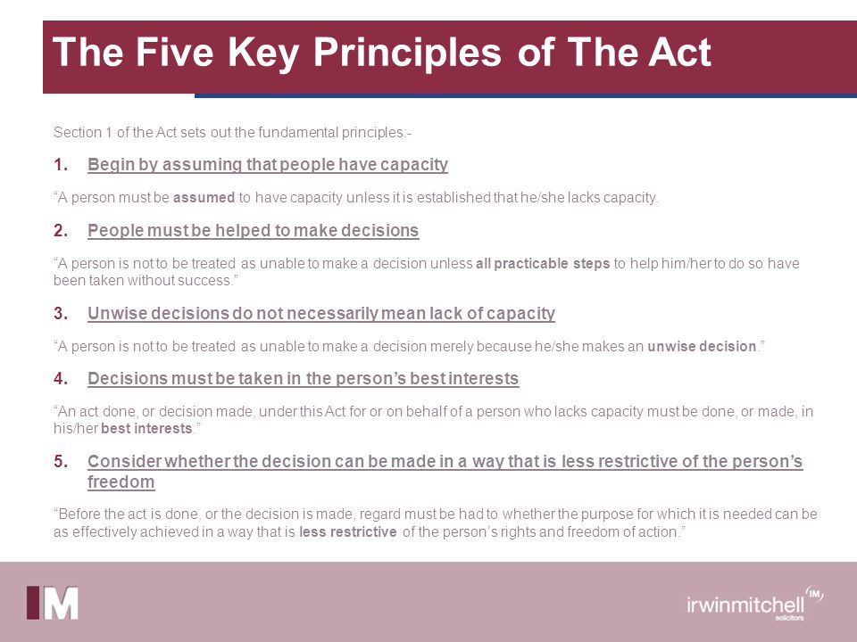 The Five Key Principles of The Act